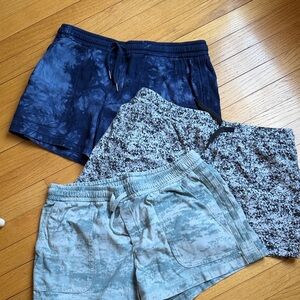 Athleta Women's Athletic Shorts - Tie-Dye Blue, Speckled Gray, Light Camo Black